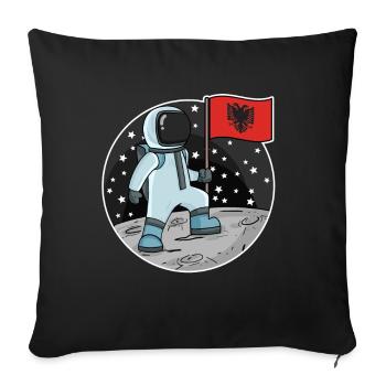 Astronaute avec drapeau Albanie - Housse de coussin décorative 45 x 45 cm - noir - Devant