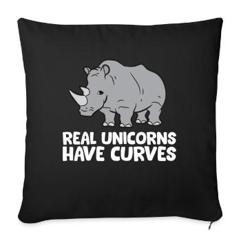 Funny Rhino Lover Real Unicorns Have Curves - Sofa pillowcase 17,3'' x 17,3'' (45 x 45 cm) - black - Front