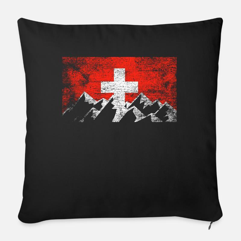 Schweiz Berge - Sofakissenbezug 45 x 45 cm - Schwarz