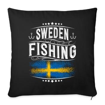 Suède Pêche Pêcheur Pêcheur - Housse de coussin décorative 45 x 45 cm - noir - Devant
