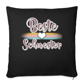 Beste Schwester - Sofakissenbezug 45 x 45 cm - Schwarz - Vorne