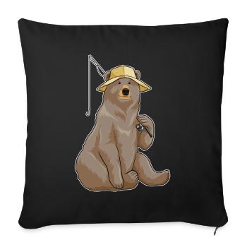 Canne à pêche Bear Angler Canne à pêche - Housse de coussin décorative 45 x 45 cm - noir - Devant