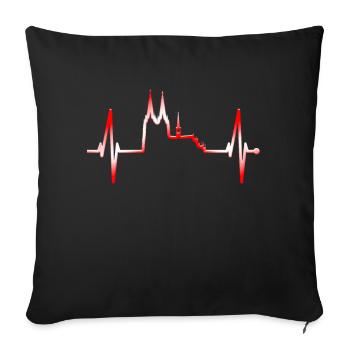 Cologne Skyline Heartbeat Rouge Blanc Kölsch Cologne - Housse de coussin décorative 45 x 45 cm - noir - Devant