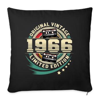 1966 Année de naissance Millésime Année de construction Anniversaire - Housse de coussin décorative 45 x 45 cm - noir - Devant