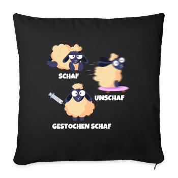 Schaf Unschaf Gestochen Schaf Wortspiel - Sofakissenbezug 45 x 45 cm - Schwarz - Vorne