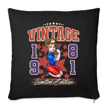 1981 Année de naissance Anniversaire Vintage Rockabilly - Housse de coussin décorative 45 x 45 cm - noir - Devant