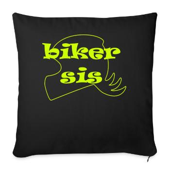biker sis neon yellow - Sofa pillowcase 17,3'' x 17,3'' (45 x 45 cm) - black - Front