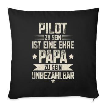 Pilot Papa Vater Vatertag - Sofakissenbezug 45 x 45 cm - Schwarz - Vorne