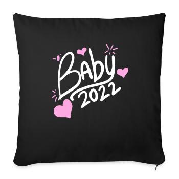 Baby 2022 - Newborn Baby 2022 Girl Daughter - Sofa pillowcase 17,3'' x 17,3'' (45 x 45 cm) - black - Front