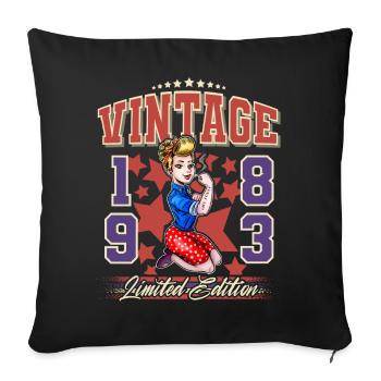 1983 Année de naissance Anniversaire Vintage Rockabilly - Housse de coussin décorative 45 x 45 cm - noir - Devant