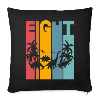 8. Ans Anniversaire des enfants Dino Dinosaur - Housse de coussin décorative 45 x 45 cm - noir - Devant