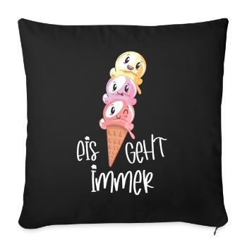 Eiscreme Lover Kawaii "Eis geht immer" - Sofakissenbezug 45 x 45 cm - Schwarz - Vorne