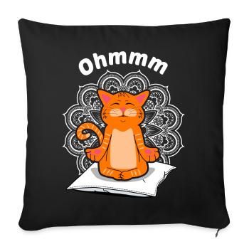 Yoga Chat Méditation Rouge Chat Gueule de Bois Cadeau - Housse de coussin décorative 45 x 45 cm - noir - Devant