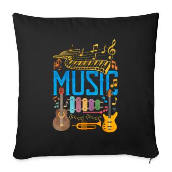 Colorful Music Instrument Collage | Music Love - Sofa pillowcase 17,3'' x 17,3'' (45 x 45 cm) - black - Front