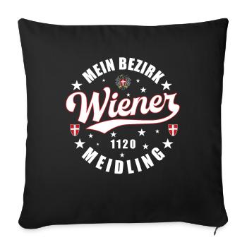 Ein echter Wiener Mein Bezirk 1120 Meidling - Sofakissenbezug 45 x 45 cm - Schwarz - Vorne