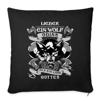 Nordmann nordische Mythologie - Ein Wolf Odins - Sofakissenbezug 45 x 45 cm - Schwarz - Vorne