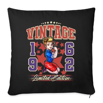1962 Année de naissance 60e anniversaire Rockabilly - Housse de coussin décorative 45 x 45 cm - noir - Devant