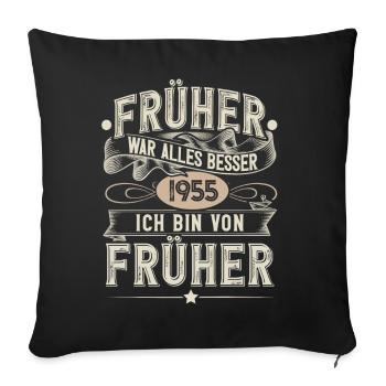 1955 Geburtstag Geburtsjahr Jahrgang - Sofakissenbezug 45 x 45 cm - Schwarz - Vorne