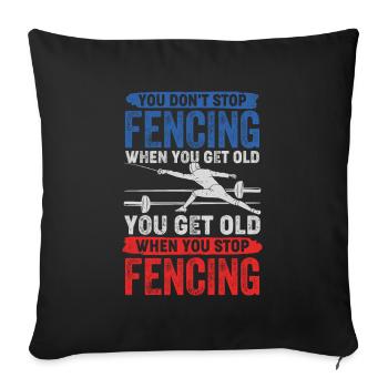 Escrime Sport escrime Vieil homme Escrimeur Cadeau - Housse de coussin décorative 45 x 45 cm - noir - Devant