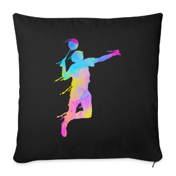 Badminton Fan Squash Trainer Verein Frauen - Sofakissenbezug 45 x 45 cm - Schwarz - Vorne