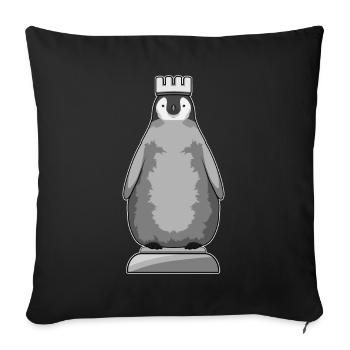 Échecs du Roi des Pièces de Pingouin - Housse de coussin décorative 45 x 45 cm - noir - Devant