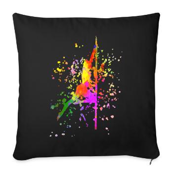 Pole Dance Fitness Couleur Splash Pole Dance - Housse de coussin décorative 45 x 45 cm - noir - Devant