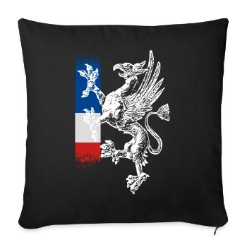 griffon debout bleu blanc rouge Rostock - Housse de coussin décorative 45 x 45 cm - noir - Devant