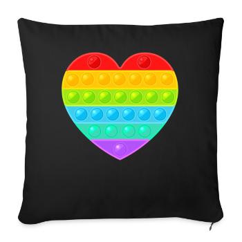 Pop It Popit Heart Colorful Rainbow - Sofa pillowcase 17,3'' x 17,3'' (45 x 45 cm) - black - Front