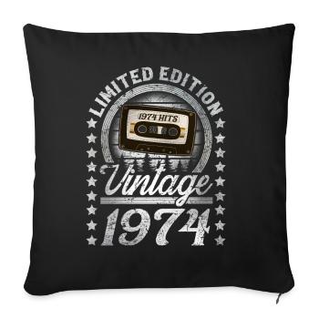 1974 Année de naissance Année de construction Anniversaire Vintage - Housse de coussin décorative 45 x 45 cm - noir - Devant