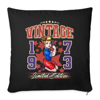 1973 Année de naissance Anniversaire Vintage Rockabilly - Housse de coussin décorative 45 x 45 cm - noir - Devant