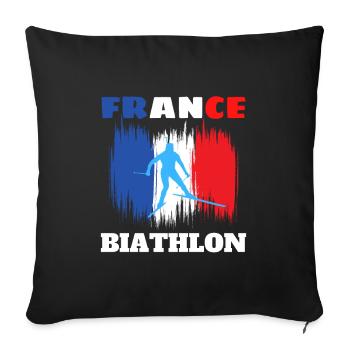 Design Biathlon France Tricolore fan sport - Housse de coussin décorative 45 x 45 cm - noir - Devant