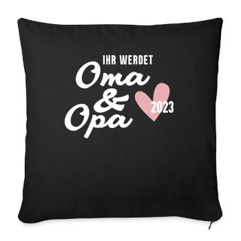 Schwangerschaft verkünden - Oma und Opa 2023 - Sofakissenbezug 45 x 45 cm - Schwarz - Vorne