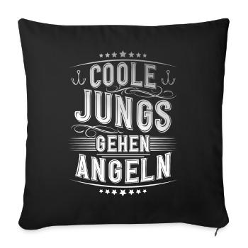 Coole Jungs Gehen Angeln - Sofakissenbezug 45 x 45 cm - Schwarz - Vorne