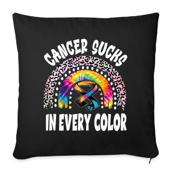 Cancer Sucks In Every Color Rainbow Plaid - Sofa pillowcase 17,3'' x 17,3'' (45 x 45 cm) - black - Front