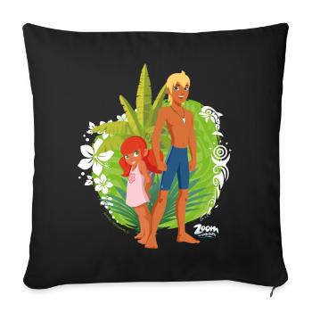 Zoom Der Weiße Delfin Yann & Marina - Sofakissenbezug 45 x 45 cm - Schwarz - Vorne
