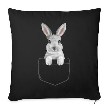 Rabbit Easter Flowers Rabbit Dad - Sofa pillowcase 17,3'' x 17,3'' (45 x 45 cm) - black - Front