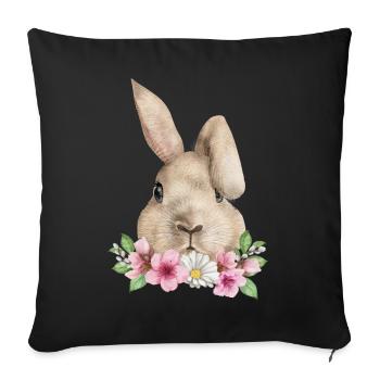 Lapin Lapin Floppy Oreille Lapin de Pâques Lapin Maman - Housse de coussin décorative 45 x 45 cm - noir - Devant