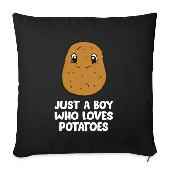 Just a Boy Who Loves Potatoes - Sofa pillowcase 17,3'' x 17,3'' (45 x 45 cm) - black - Front
