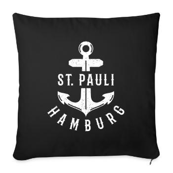 St. Pauli Hamburg Anker Moin Norddeutsch - Sofakissenbezug 45 x 45 cm - Schwarz - Vorne