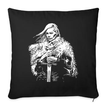 Femme guerrière viking - Housse de coussin décorative 45 x 45 cm - noir - Devant