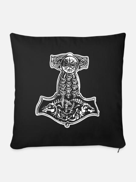 Thorhammer Wikinger - Sofakissenbezug 45 x 45 cm - Schwarz