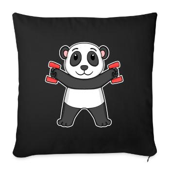 Panda Dumbbell Haltères Fitness Gym - Housse de coussin décorative 45 x 45 cm - noir - Devant