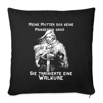 Walküre - keine Prinzessin - Wikingerin - Sofakissenbezug 45 x 45 cm - Schwarz - Vorne