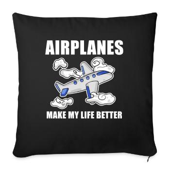 Avion - Housse de coussin décorative 45 x 45 cm - noir - Devant