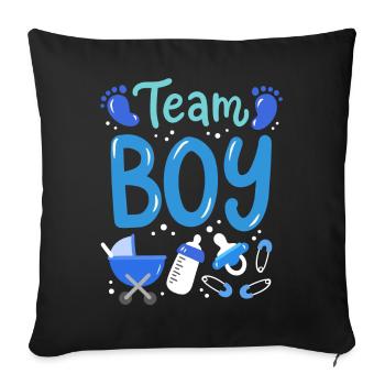 Team Boy Geschlecht offenbaren - Sofakissenbezug 45 x 45 cm - Schwarz - Vorne