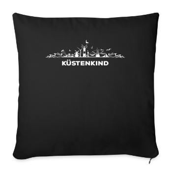 Küstenkind Skyline Fischkutter Küste Nordsee - Sofakissenbezug 45 x 45 cm - Schwarz - Vorne