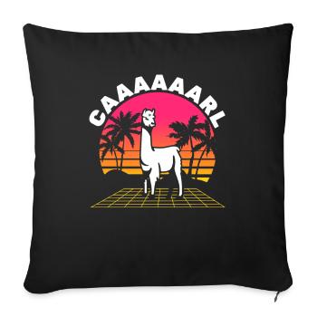 Carl Lama with Hat - Funny Retro Wave Saying - Sofa pillowcase 17,3'' x 17,3'' (45 x 45 cm) - black - Front