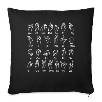 Alphabet Sign Language - Sign Language - Sofa pillowcase 17,3'' x 17,3'' (45 x 45 cm) - black - Front