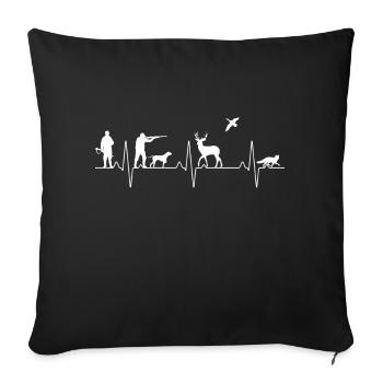 Hunter heartbeat for hunting - Sofa pillowcase 17,3'' x 17,3'' (45 x 45 cm) - black - Front