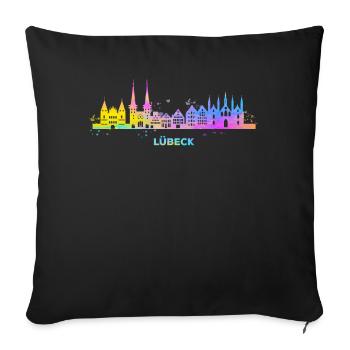 Lübeck Skyline Bunt Lübeck Allemagne du Nord - Housse de coussin décorative 45 x 45 cm - noir - Devant